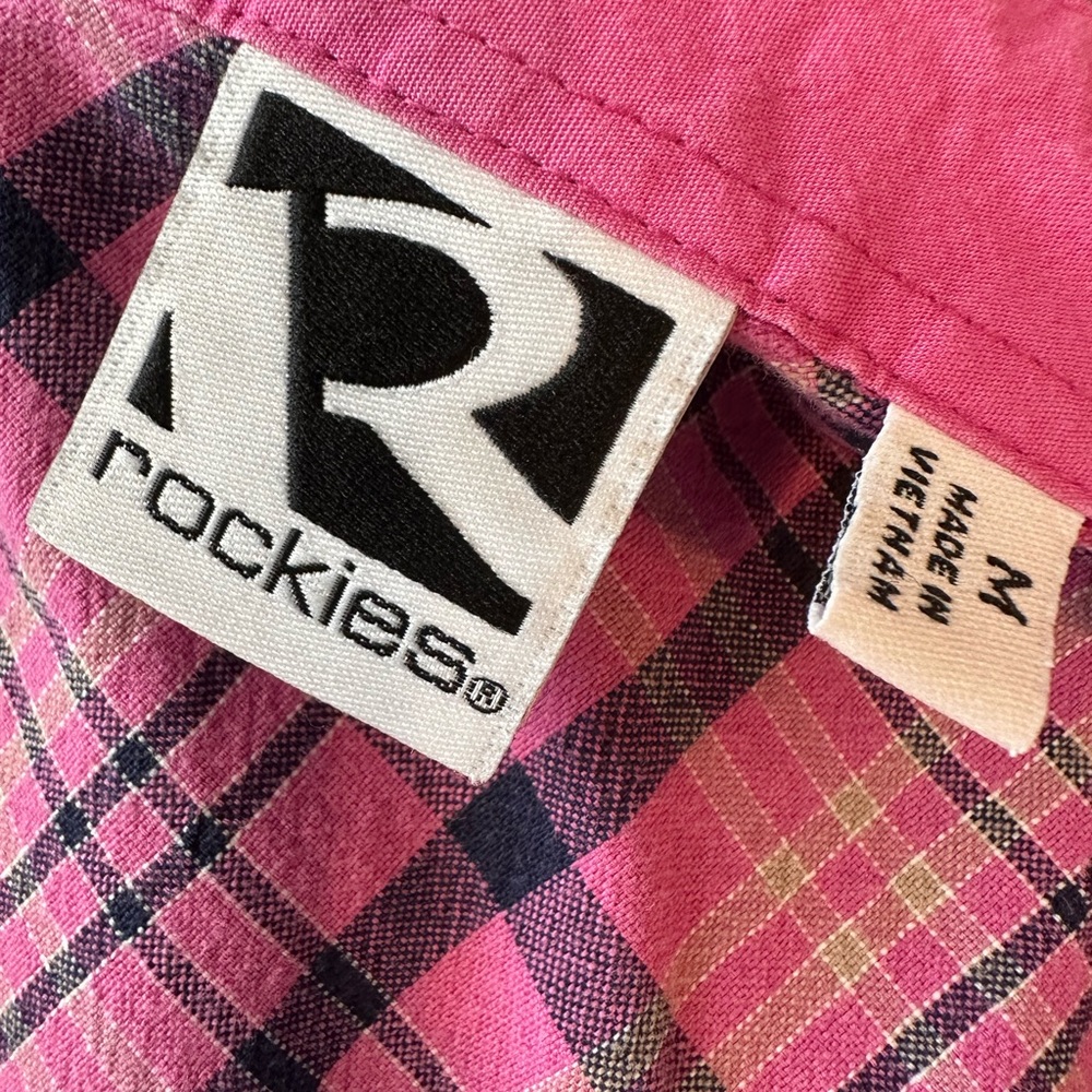 Rockies Pink Plaid Pearl Snap Shirt Medium - Picture 4 of 4